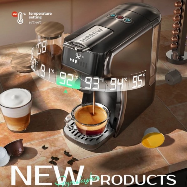 HiBREW 5-in-1 Capsule Coffee Machine Hot/Cold Cappuccino Nespresso ESE Pod 19Bar